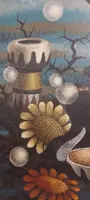 LARGE OIL ON CANVAS SURREALIST PAINTER GIANFRANCO RONTANI .measuring 118 x 97 cm -