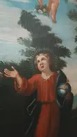 Antique oil on canvas painting madonna with child and angels 18th century