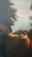 Antique oil on canvas painting madonna with child and angels 18th century