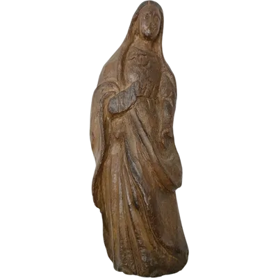 Antique Small wood carving folk art Madonna 18th century