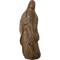 Antique Small wood carving folk art Madonna 18th century