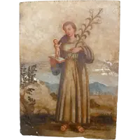 Antique painting on alabaster 18th century italy , St. Anthony of Padua