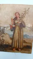 Antique painting on alabaster 18th century italy , St. Anthony of Padua