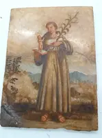 Antique painting on alabaster 18th century italy , St. Anthony of Padua