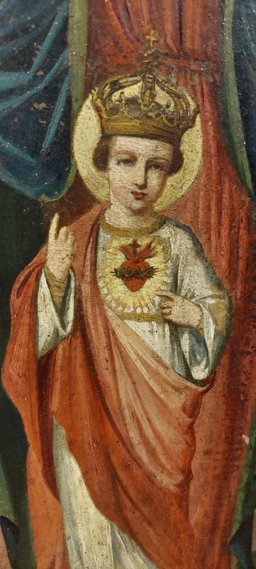PAINTING ON CANVAS MADONNA WITH CHILD XIX CENTURY ORIGINAL GILT FRAME