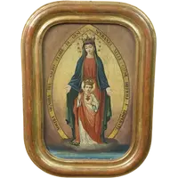 PAINTING ON CANVAS MADONNA WITH CHILD XIX CENTURY ORIGINAL GILT FRAME