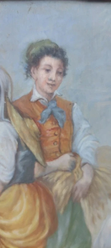PEINTURE SUR BOIS ANCIEN PANNEAU À L'HUILE DU XIXE SIÈCLE SIGNÉ SCÈNE FOLKLORIQUE