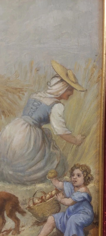 PEINTURE SUR BOIS ANCIEN PANNEAU À L'HUILE DU XIXE SIÈCLE SIGNÉ SCÈNE FOLKLORIQUE