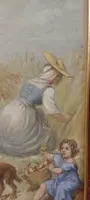 PEINTURE SUR BOIS ANCIEN PANNEAU À L'HUILE DU XIXE SIÈCLE SIGNÉ SCÈNE FOLKLORIQUE