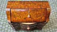 Moved antique Venetian Louis XV walnut and burl walnut moved flap