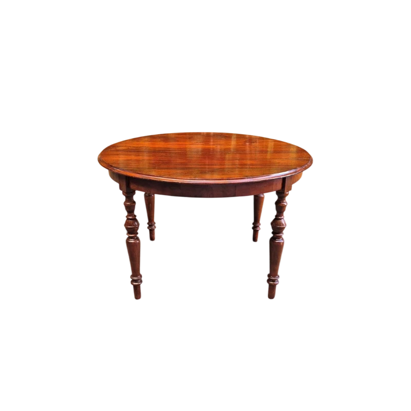 Extendable antique round walnut table from the 1800s
