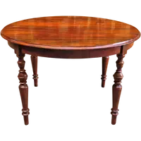 Table ronde en noyer à rallonge antique du 19e siècle
