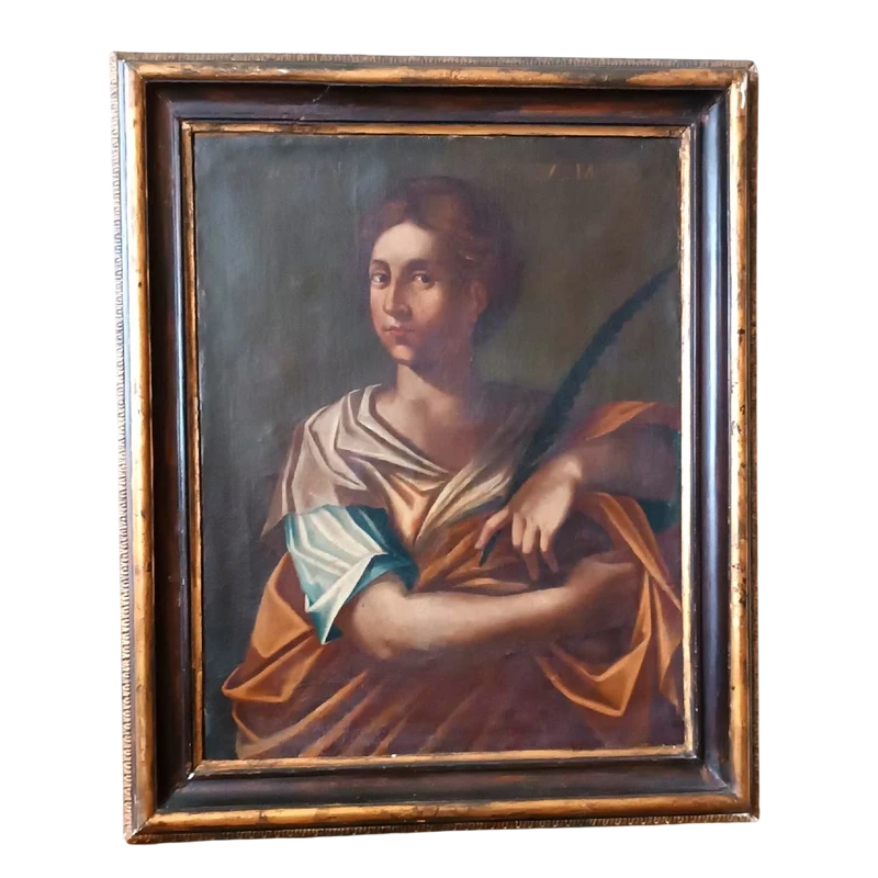 Huile sur toile ancienne - Sainte Agnès - Ecole romaine 17ème SIECLE