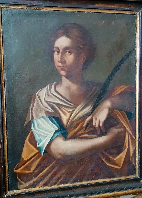 Huile sur toile ancienne - Sainte Agnès - Ecole romaine 17ème SIECLE