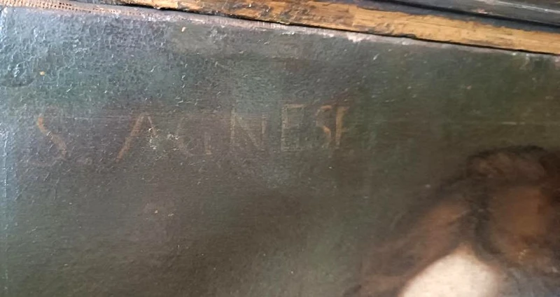 Huile sur toile ancienne - Sainte Agnès - Ecole romaine 17ème SIECLE