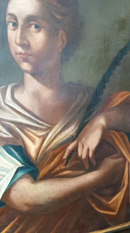 Huile sur toile ancienne - Sainte Agnès - Ecole romaine 17ème SIECLE