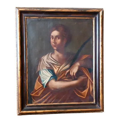 Huile sur toile ancienne - Sainte Agnès - Ecole romaine 17ème SIECLE