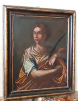 Huile sur toile ancienne - Sainte Agnès - Ecole romaine 17ème SIECLE