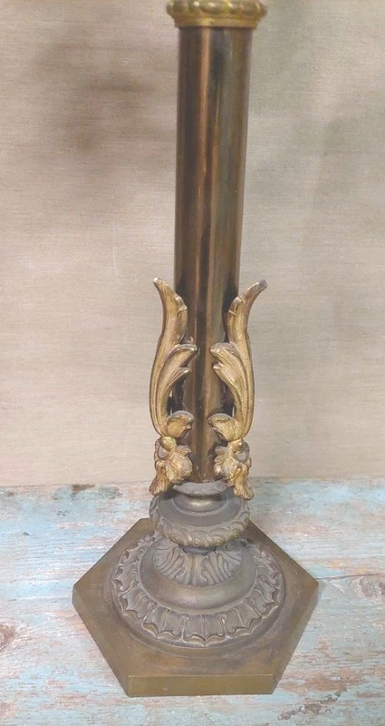 PAIR IMPORTANT LARGE SIX-LIGHT CHISELED AND GILDED BRONZE CANDLESTICKS