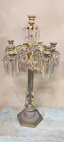 PAIR IMPORTANT LARGE SIX-LIGHT CHISELED AND GILDED BRONZE CANDLESTICKS