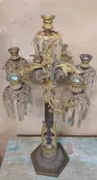 PAIR IMPORTANT LARGE SIX-LIGHT CHISELED AND GILDED BRONZE CANDLESTICKS