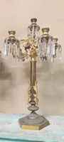 GRANDE COUPLE DE BOUGIES À SIX LUMIÈRES EN BRONZE DORÉ ET MERCURE DORÉ h.73