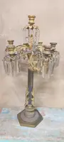 GRANDE COUPLE DE BOUGIES À SIX LUMIÈRES EN BRONZE DORÉ ET MERCURE DORÉ h.73