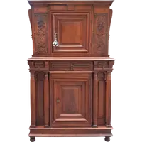 Antique Austrian 18th-century sideboard cabinet in threaded and carved walnut